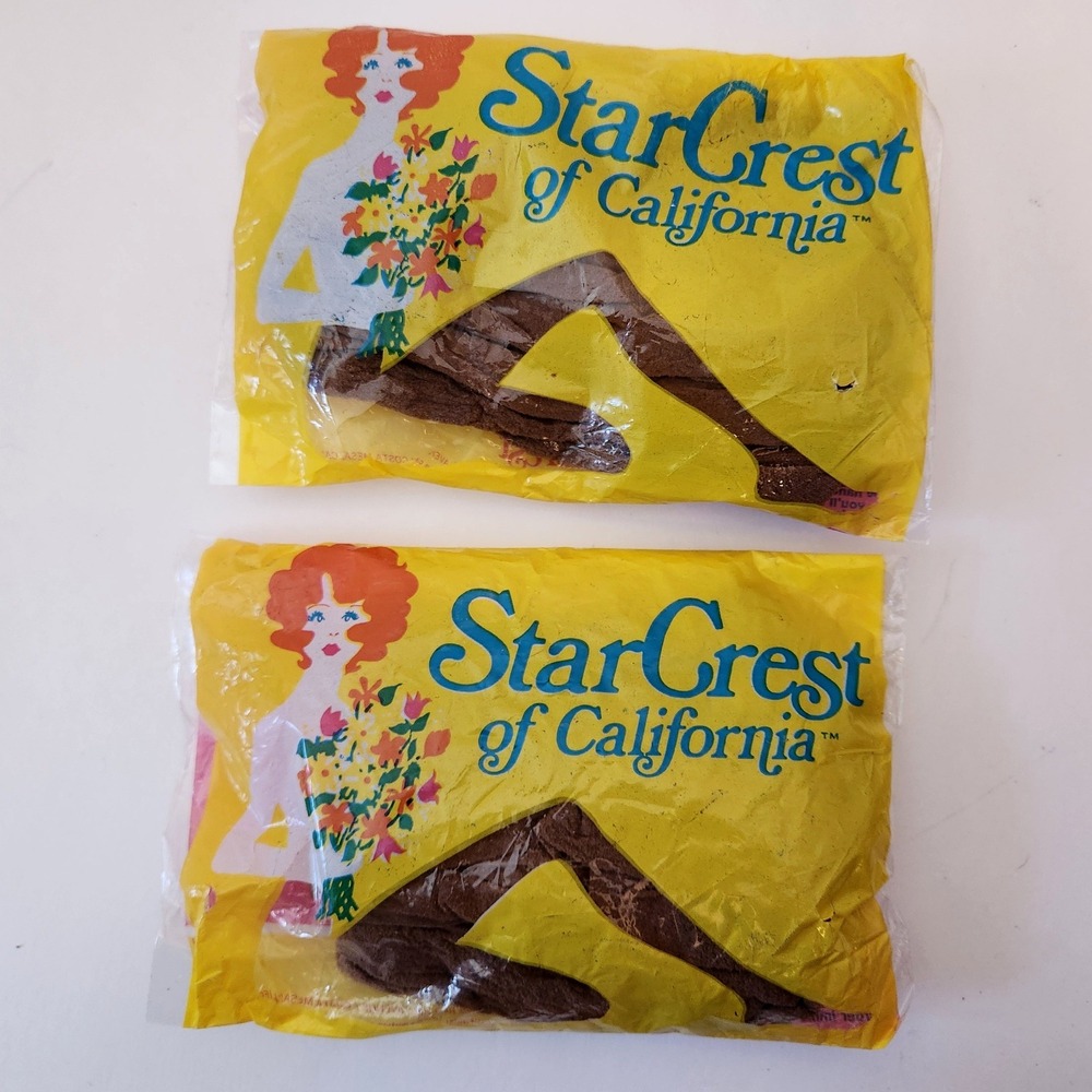 Vintage 1973 StarCrest of California Pantyhose Brown Rhapsody Queen Size 2 Pairs